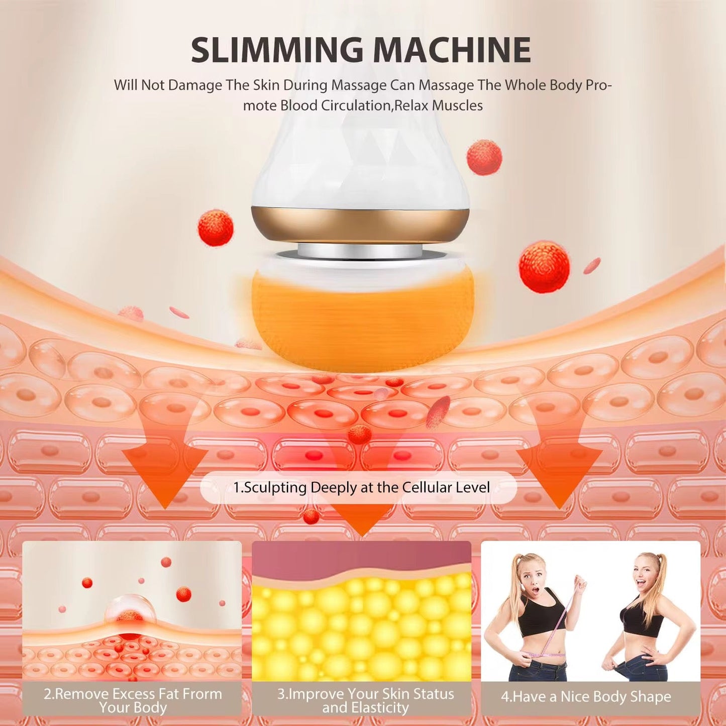 Trådløs BodySculpt– 2 i en Cellulite Remover og massageapparat  - inkl. ekstra pads
