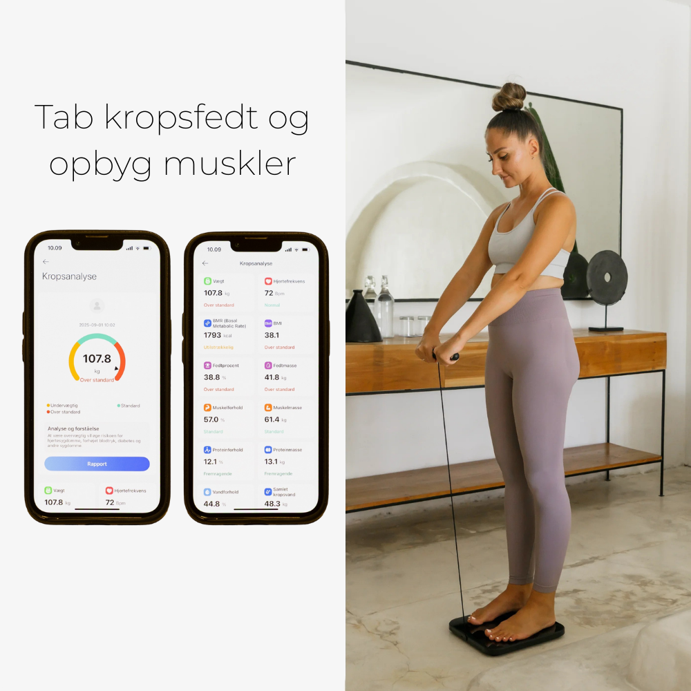 Kropsscanner vægt 2.0 - med indbyttet genopladeligt batteri